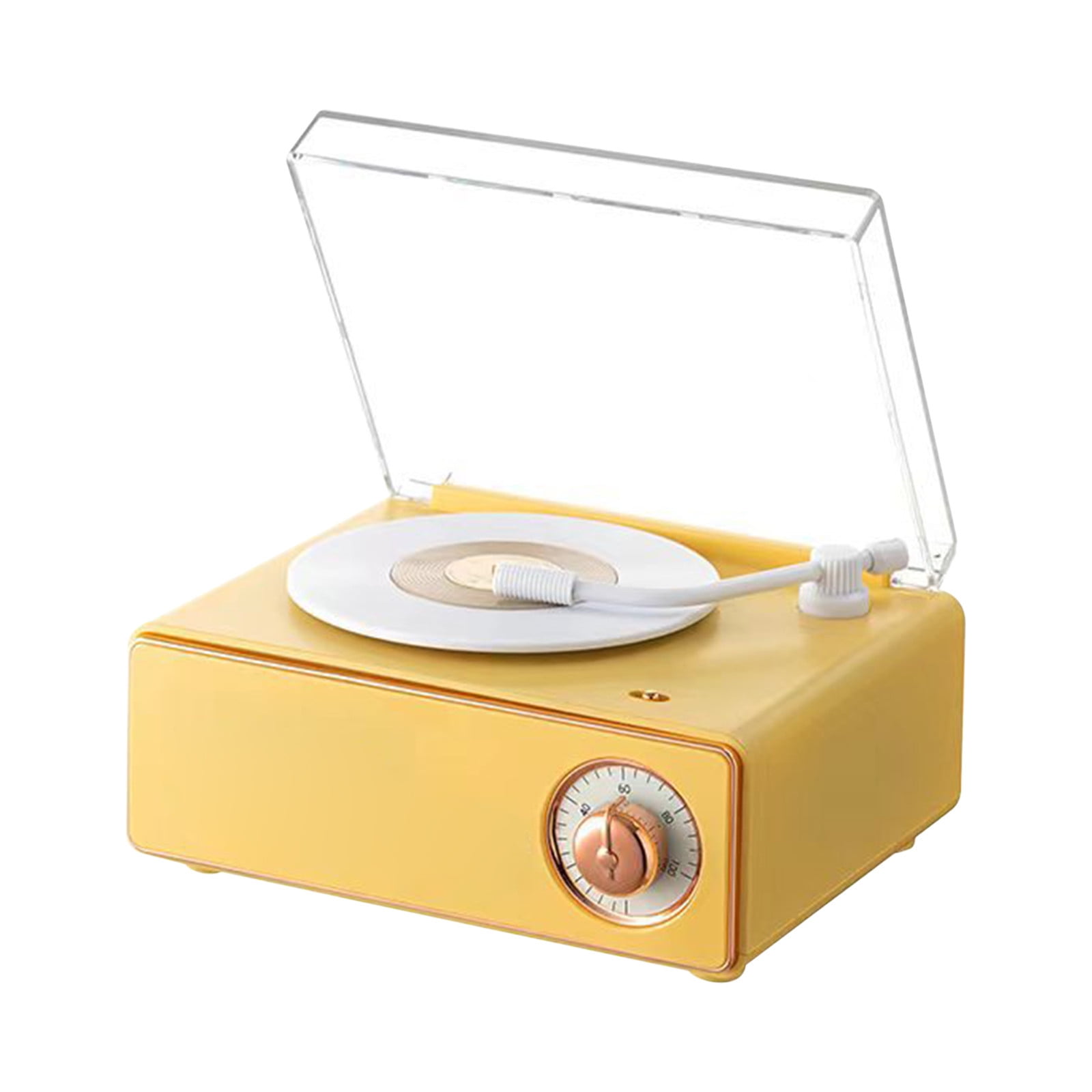 New Vintage Vinyl Bluetooth Speaker & Alarm Clock with Wireless Charging - Retro Phonograph Gift for Travel,Home,Office