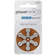 Power One Mercury Free Size 312, 3 Pack (60 Batteries), High Quality Zinc Air Battery size 312, brown tab, 180 total batteries By Brand PowerOne