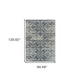 thumbnail image 4 of 8' X 11' Navy And Ivory Geometric Power Loom Stain Resistant Area Rug, 4 of 8