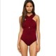 thumbnail image 1 of Traje de baño de una pieza sexy de color sólido con pecho cruzado que cubre el vientre y adelgaza el tamaño grande para mujer traje de baño bikini de talla grande, 1 of 5