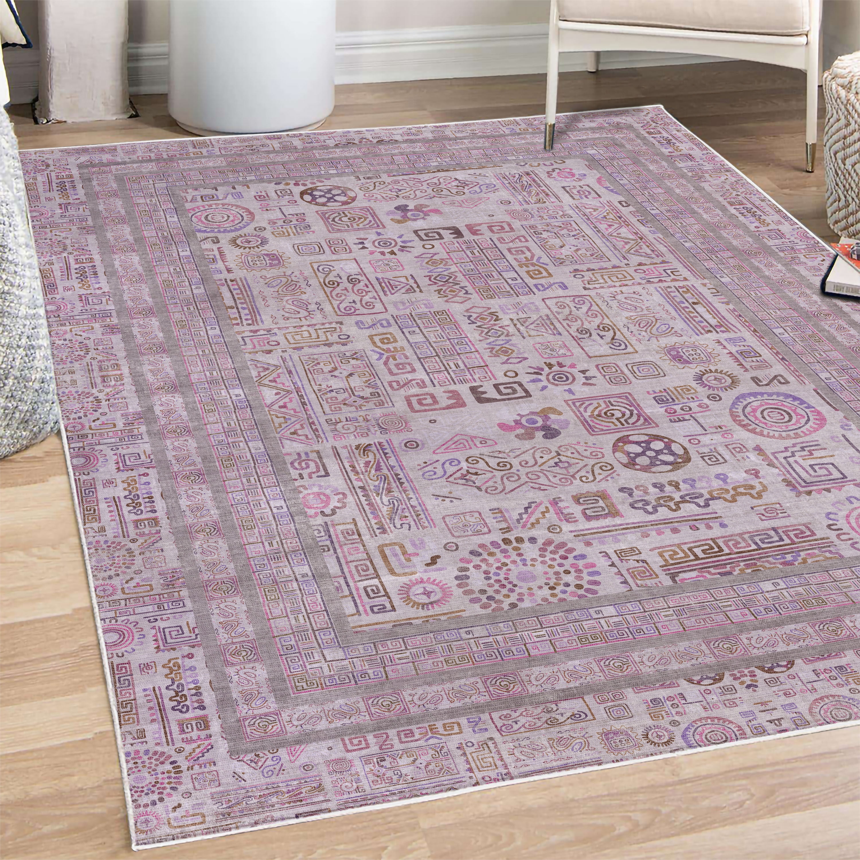 Tribal Decorative Rug, Ethnic Aztec Geometric Colorful Details and ...