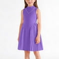 thumbnail image 2 of Riecok Sleeveless Dresses for Girls Crewneck A Line Dress Solid Pleated Summer Uniform Dresses for School, 2 of 8