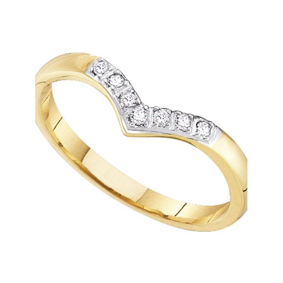 14kt Yellow Gold Womens Round Diamond Chevron Band Ring 1/12 Cttw