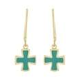 thumbnail image 3 of Athra Turquoise Cross Drop Earrings in Gold Plated Silver, 3 of 4