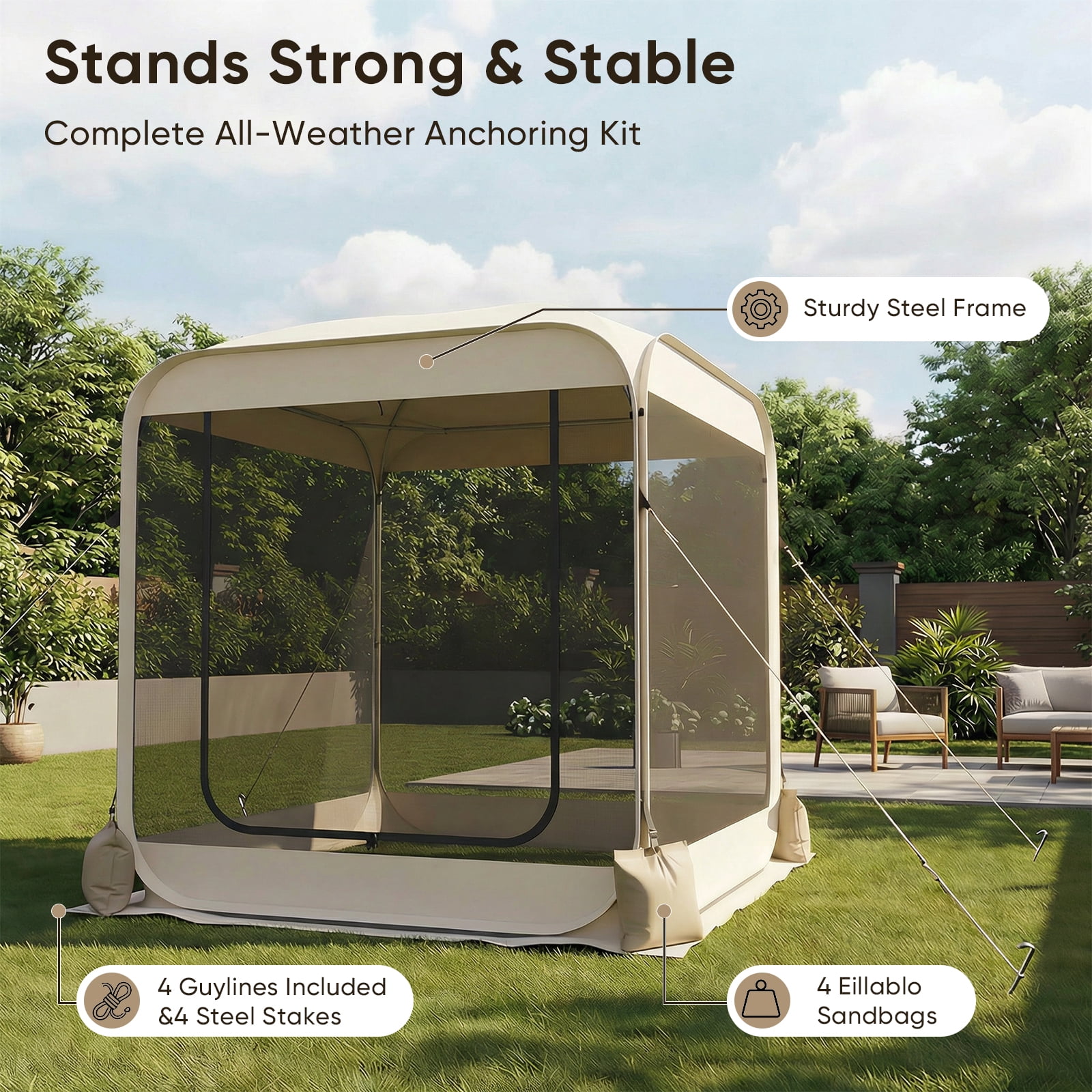 TABU Screen House Tent, 6x6ft Pop up Screen Tent, 4-5 Person Screened Canopy Tent with Carry Bag for Backyard & Outdoor Activities