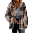 thumbnail image 5 of Byworldtasic Plaid Jacket for Woman Fuzzy Sherpa Fleece Lined Flannel Shirt Jacket Casual Long Sleeve Button Down Shacket Coats, 5 of 7