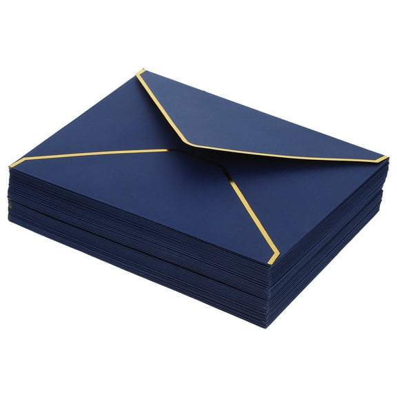 TABLZONE Thick Dark Blue Envelopes with Gold Border for Upscale Celebrations 50Pcs