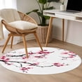 thumbnail image 5 of Cherry Blossoms Large Area Rugs for Bedroom Living Room, Soft Non Slip Carpet Bedside Rug, Pink Pastoral Modern Gradient Spring Round Floor Cover Kitchen Accent Rug 3' for Dining Room/Office, 5 of 9