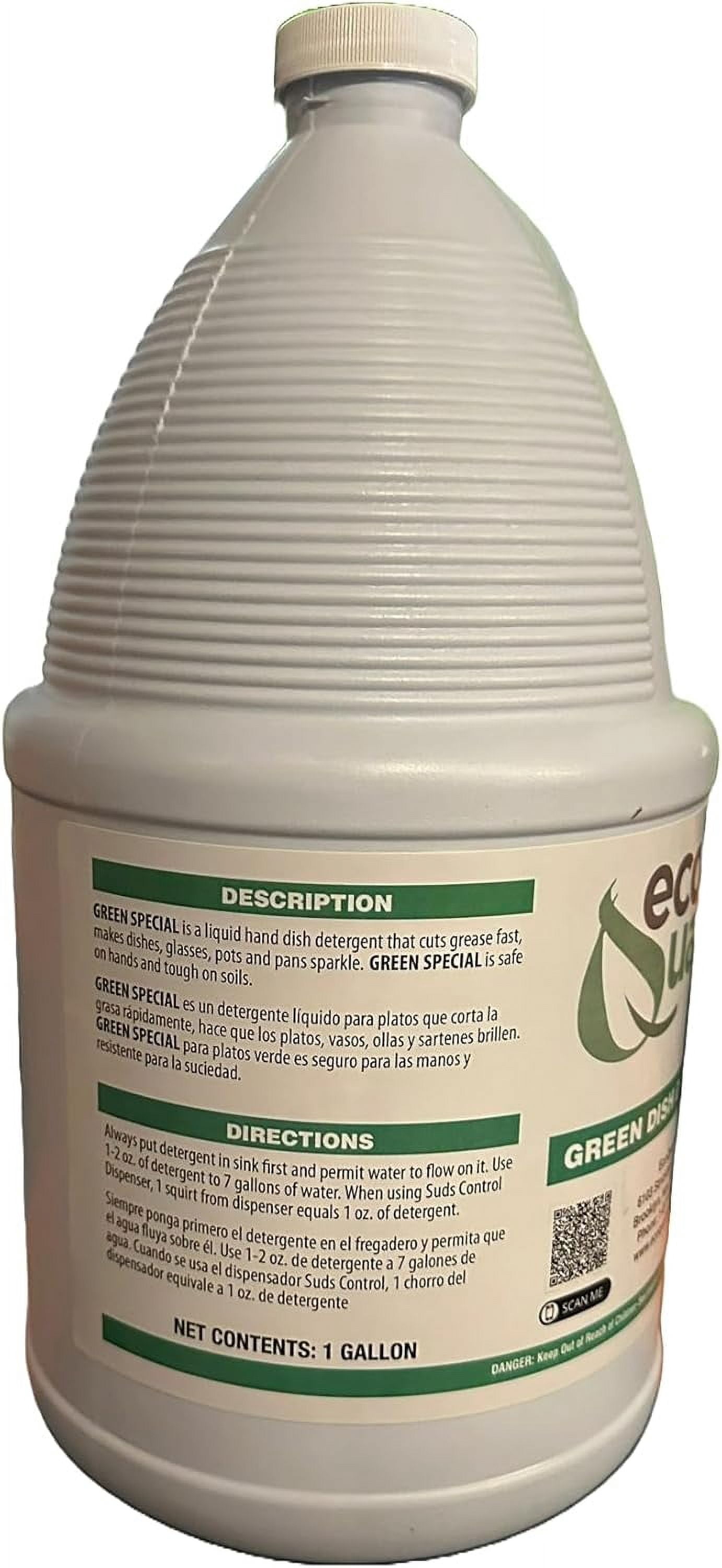 EcoQuality Green Dish Soap, Professional Detergent Liquid Pot and Pan Cleaner, Commercial, Light or Heavy Use, Concentrated, Food Service, Restaurants, (4)