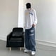 thumbnail image 3 of Otoño ropa nueva retro hip-hop Letra bordado jeans pantalones sueltos de pierna recta pantalones de pierna ancha para hombres y mujeres parejas brillar Electrónica, 3 of 5