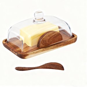 Wooden Butter Dish with Lid Butter Storage Holder