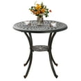 thumbnail image 6 of PATIO-IN 31.5" Cast Aluminum Round Outdoor Bistro Table with 2.2" Umbrella Hole, Bronze, 6 of 6