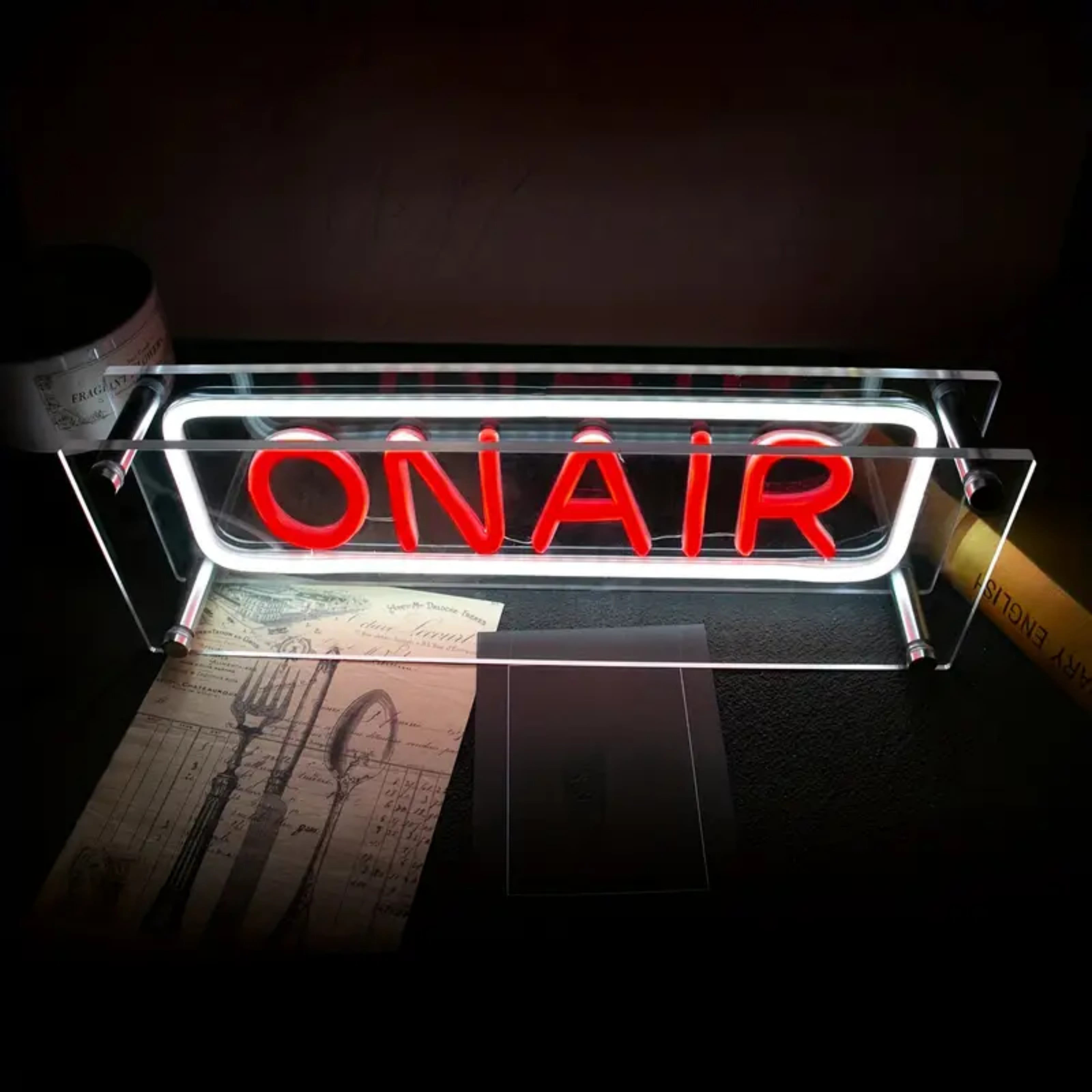 UPONRAY On Air Desktop Neon Signs, 13.8"*4.7" Dimmable & USB-Powered LED Neon Light, Stylish Desktop decoration for Bed Room, Living Room, Shop, Bar, Party