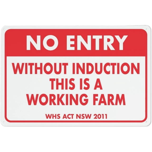 No Entry Without Induction This is A Working Farm Metal Tin Sign 8"x12", Durable Decorative, For Home Kitchen Farm Garden Garage Indoor Outdoor