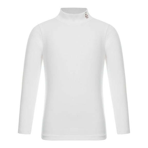 Ocealan Baby Boys Girls Fleece Lined Thermal Tops Long Sleeve Base Layer Shirt Soft Comfort Tees 3-12 White 130