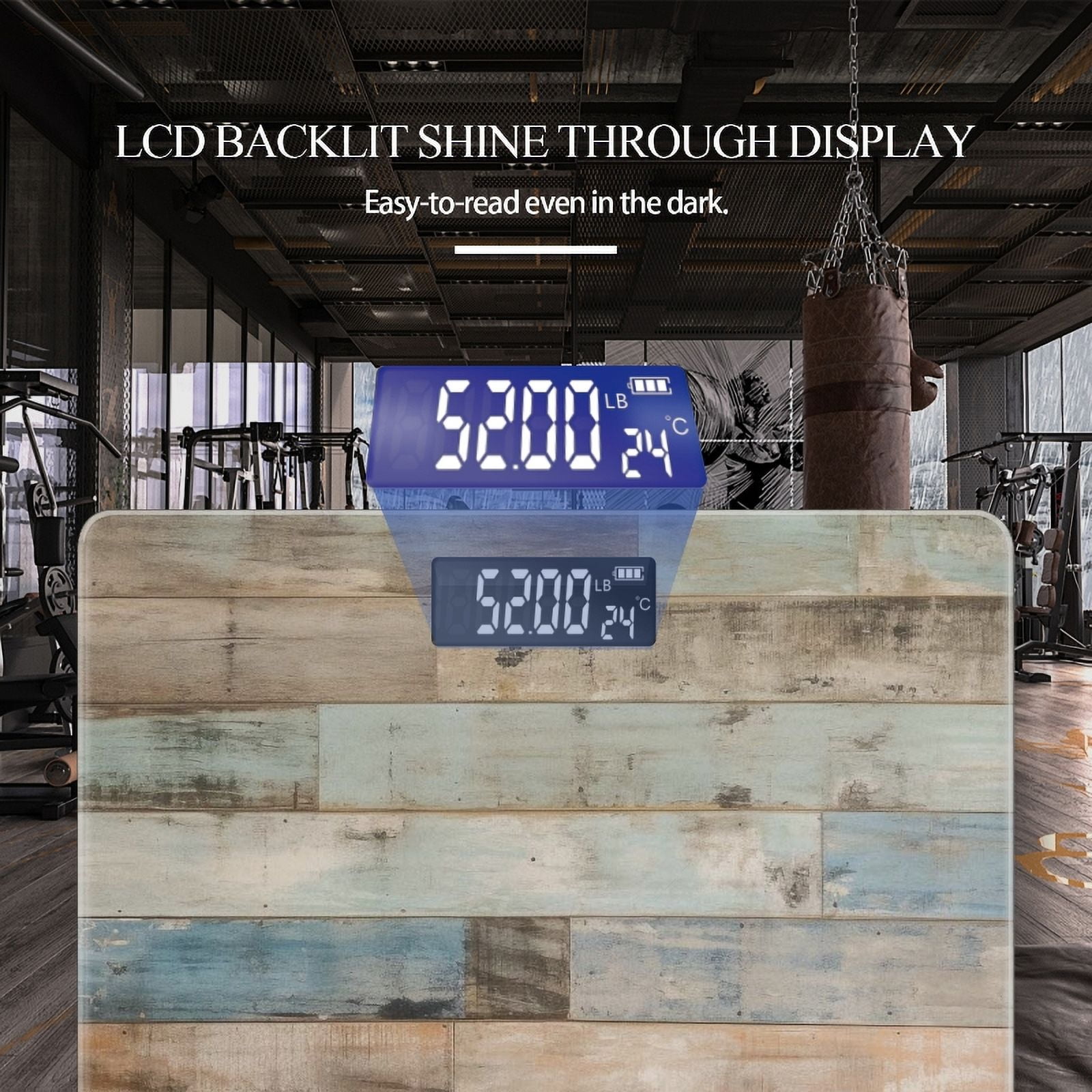High Precision Body Weight Scale Smart Bathroom Scales with Large LCD Display(400lbs),Decorative for Bedroom-Rustic Wooden Wall With Weathered And Distressed Planks