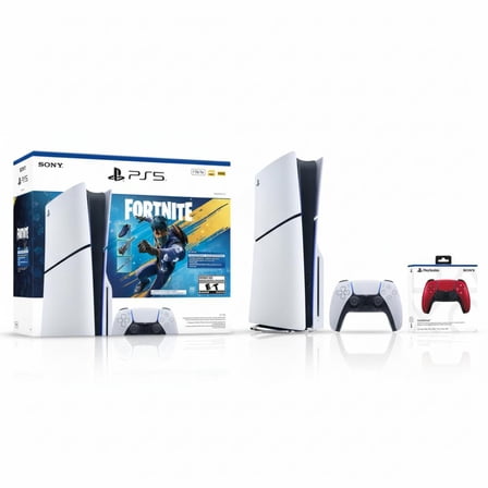 PlayStation 5 Console 1TB Fortnite Flowering Chaos Bundle   PlayStation 5 DualSense Wireless Controller Volcanic Red