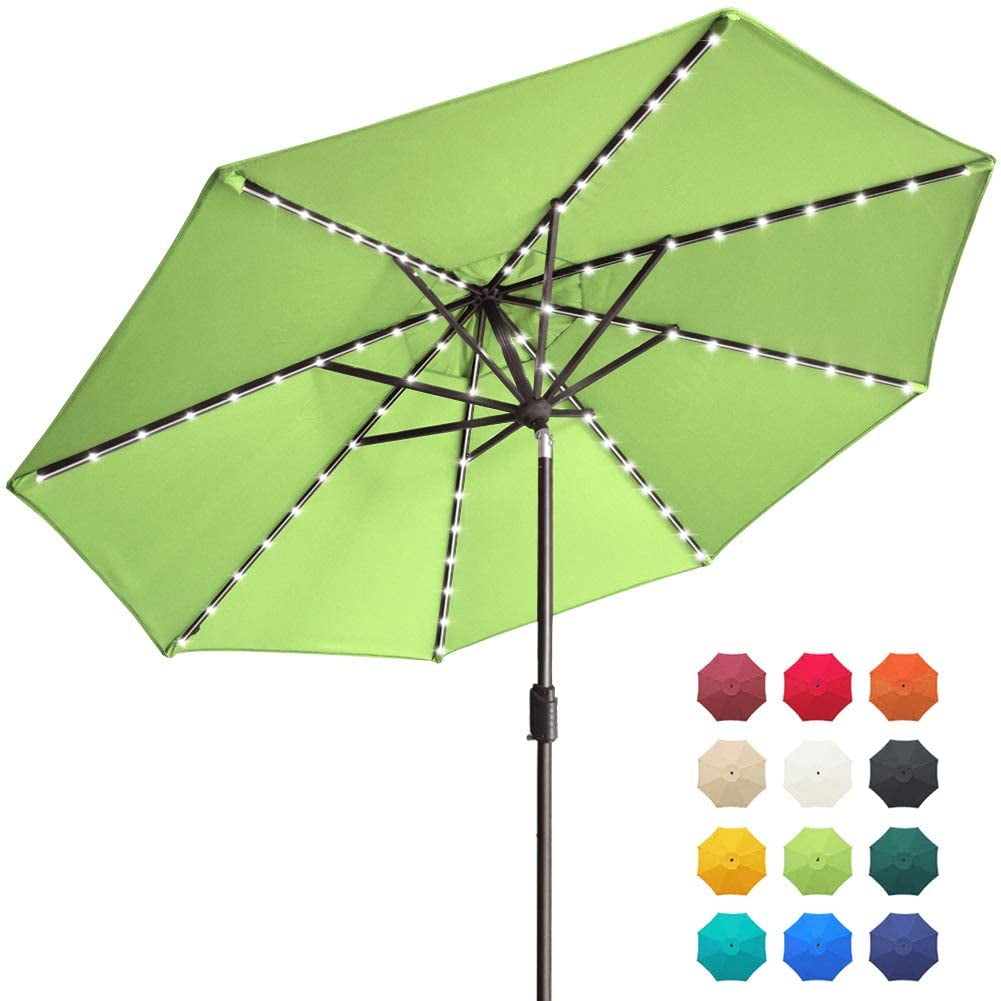 EliteShade Solar Umbrellas 9ft Market Umbrella with 80 LED Lights Patio