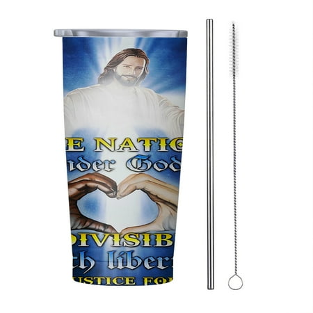 

One Nation Under God Jesus Christ 20oz Tumbler Insulated Stainless Steel Water Bottle Portable Travel Coffee Tea Mug Cup