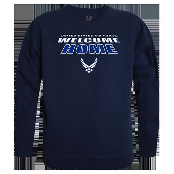 USAF Welcome Graphic Crewneck Sweatshirt, Navy - Large