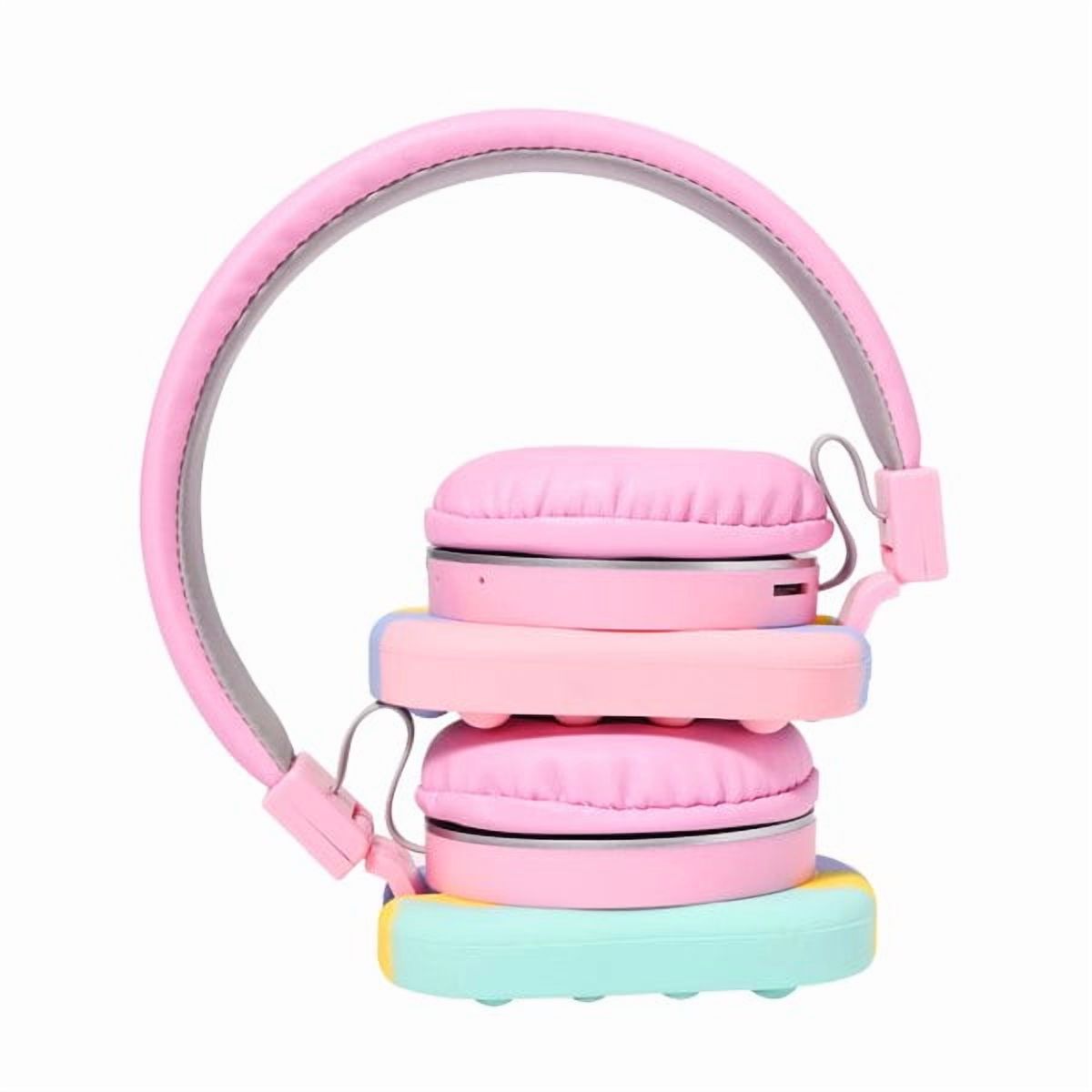 Cat Ear Headphones Kids Toy Headset, Wireless Bluetooth Headphone Pop Bubble On-Ear Headphone Fidget Toy Rainbow Color Fidget Headset for Children Adults (Pink)