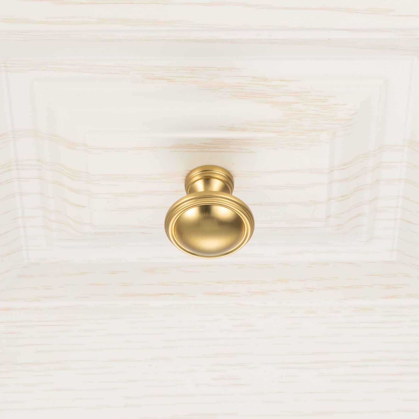 KOOFIZO 10 Pack Classical Cabinet Knob - Brushed Gold Pull Handle (Dia.32mm / 1.26 Inch)