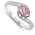 thumbnail image 4 of CHOOSE YOUR COLOR Pink CZ Curved Elegant Ring .925 Sterling Silver Band Jewelry Female Size 7, 4 of 4