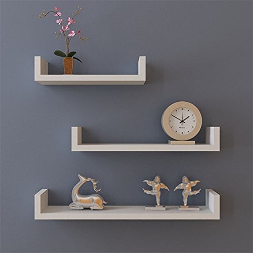 Tkoofn Set Of 3 U Shape Wall Shelf Laminated Shelf Floating Wall Shelves Storage Display Shelf White Walmart Com Walmart Com