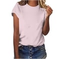 thumbnail image 2 of Offres d'Économies d'Été Cagogo T-Shirts à Manches Courtes pour Femmes Hauts d'Été en Liquidation à Moins de 5$ Grande Taille Tunique à Œillets Couleur Unie Col Rond Chemises d'Été Tendance Cadeaux pour Maman, 2 of 4
