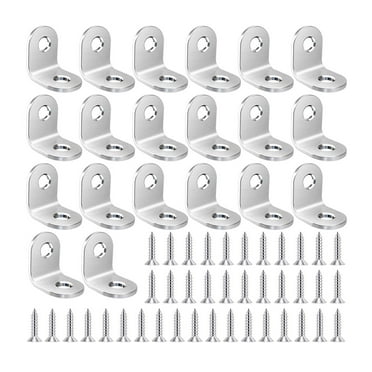 20 PCS Heavy Duty Corner Brace, Stainless Steel Joint Right Angle Brackets with Screws, 90 Degree Wall Brackets Hanger for Shelves, Tables, Dressers, Chairs, Silver