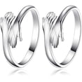 thumbnail image 2 of 2PCS Hugging Band Hug Hands Eternity Couple Rings Embrace Open Hands Rings Unique Romantic Couple Hug Rings Adjustable Lover Statement Rings, 2 of 2