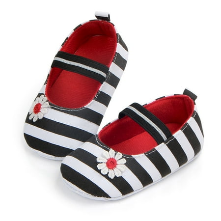 

Betiyuaoe Baby Sneakers Infant Stripe Flower Shoes Soft Sole Kids Girls Anti-Slip Shoes BK/11