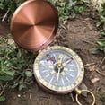 thumbnail image 2 of Vintage Copper Pocket Compass Flip Open Waterproof Luminous Hiking Camping Survival Navigation Tool for Outdoors, 2 of 6