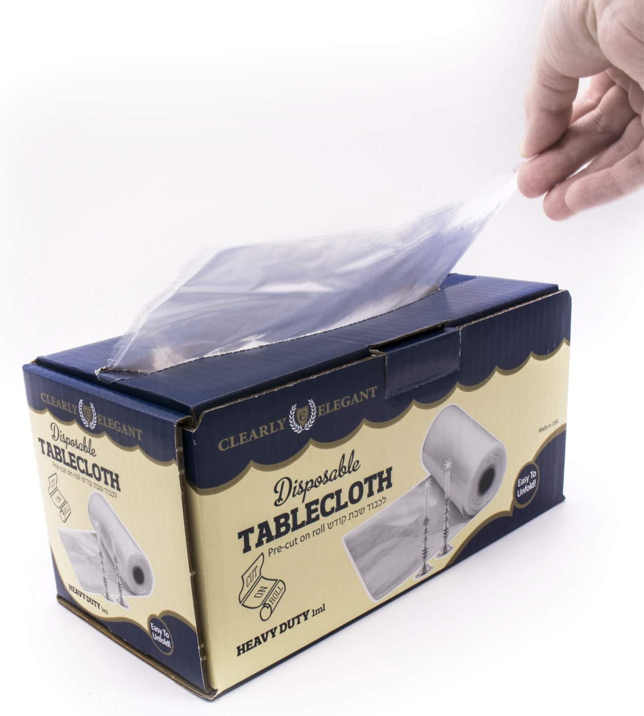 Clearly Elegant Clear Disposable Plastic Table Covers, Pack of 16 Tablecloths, Each Measures 68" x 108", Fits 8 Feet Rectangle Table, Clear