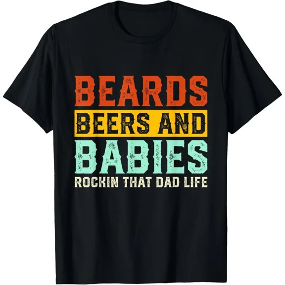 Dad Life Beards Beers Babies Announcement Graphic Unisex T-Shirt up to size 5XL
