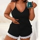 thumbnail image 3 of Conjunto de pijama con ribetes de encaje para mujer talla grande: camiseta sin mangas y pantalones cortos, ajuste regulable para una comodidad relajada, 3 of 7