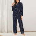 thumbnail image 3 of Kll Gloss Outline Navy Dark Blue Print Women'S Long Sleeve Pajamas With Pants Sleepwear Loungewear 2 Set-Xx-Large, 3 of 9