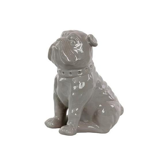 Collection Tendances Urbaines Figurine Bulldog Britannique Assise en Céramique 38433 avec Col - Gris