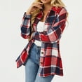 thumbnail image 5 of Fall Outfits for Women 2024 Long Sleeve Plaid Shacket Cozy Lightweight Shirt Jacket Blouses Red XL, 5 of 6