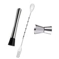 thumbnail image 3 of Cocktail Cuillère Muddlerand Jigger,Cocktail Cuillère Mélange Muddler Cocktail Jigger Set Cocktail Muddler Set Efficacité Optimale, 3 of 8