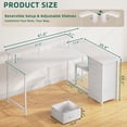 thumbnail image 5 of Eunos 61 inch L Shaped Gaming Desk with Power Outlets & LED Light, Computer Desk with 4 Tiers Drawers for Home Office, White, 5 of 8