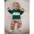 thumbnail image 2 of Toddler Baby Girl Christmas Outfit Santa Claus Embroidery Crewneck Long Sleeve Pullover Sweatshirt and Plaid Pants 2Pcs Fall Winter Clothes Set, 2 of 8