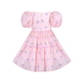 thumbnail image 2 of Girls Dress Pink Embroidery Square Neck Lantern Puff Short Sleeve 5 Years, 2 of 6