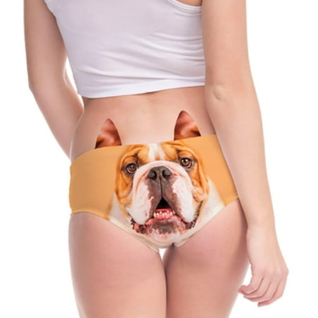 

Lingerie Sets for Women Women s Flirty Funny 3D Printed Animal Middle Waist Tail Underwears Briefs Gifts With Cute Ears