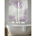 thumbnail image 5 of Floral Pattern Sheer Curtains 63 Inch Long 2 Panels, Outline White Purple Chrysanthemum Graphic Light Filtering Rod Pocket Semi Sheer Curtains, Sheer Voile Drapes for Living Room Bedroom, 52"x63", 5 of 5