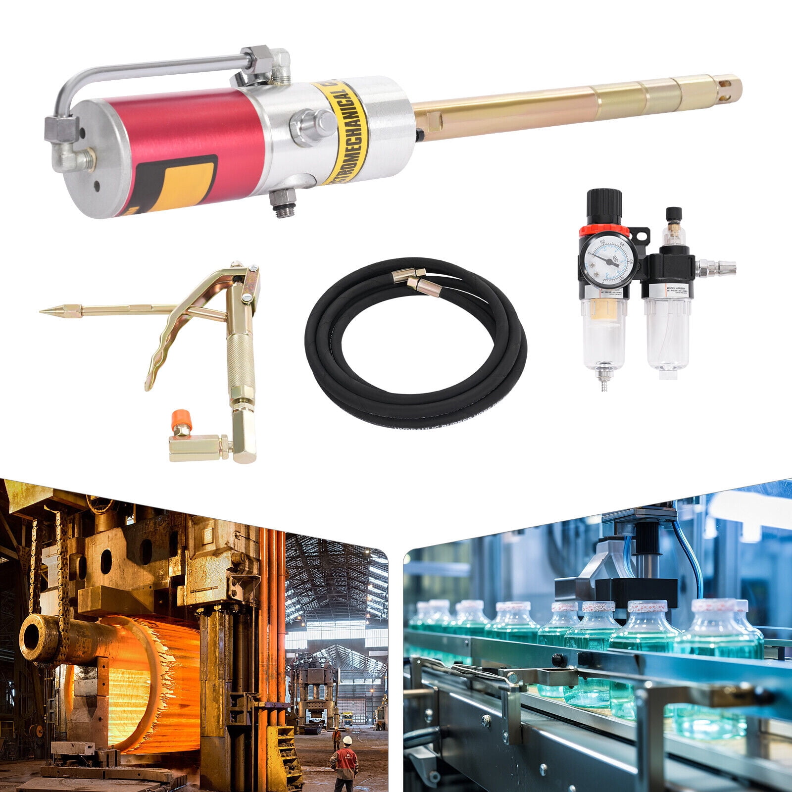 Miumaeov 30-40Mpa 50:1 Pneumatic Grease Gun Air Operated Grease Pump with 4M High Pressure Pipe & Oil Water Separator