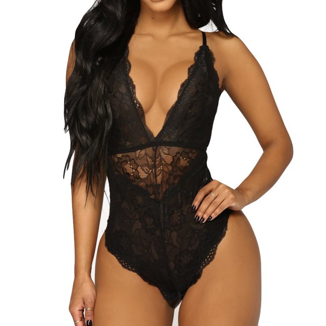 Gibobby Lencería mujer erótica Conjunto Lencería Tanga Y Bralette con Relleno Stretch Encaje Moda Push Up, Brasier y Pantie Nightwear Pantys Sexy(Negro, G)
