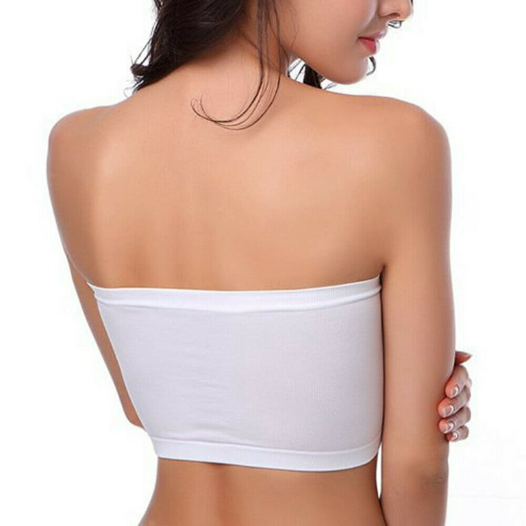 Women's Strapless Boob Tube Bandeau Crop Top Stretch Bra Removable Padded  Top Stretchy Seamless Bandeau Tube Tops 