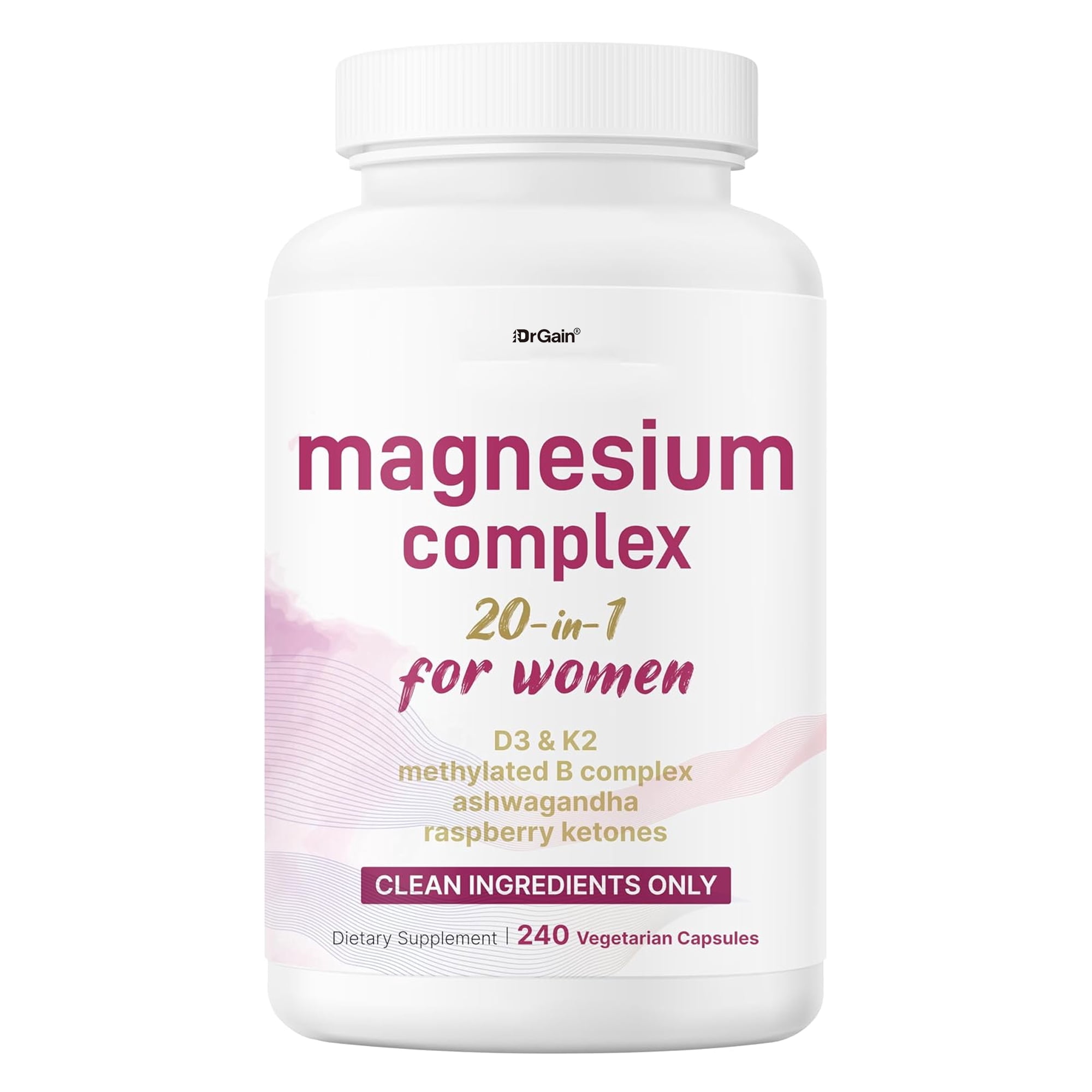 DrGiain Women's Magnesium Complex 20-in-1 Supplement, 240 Veggie Capsules