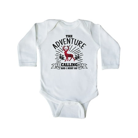 

Inktastic The Adventure is Calling and I must Go with Plaid Deer Gift Baby Boy or Baby Girl Long Sleeve Bodysuit